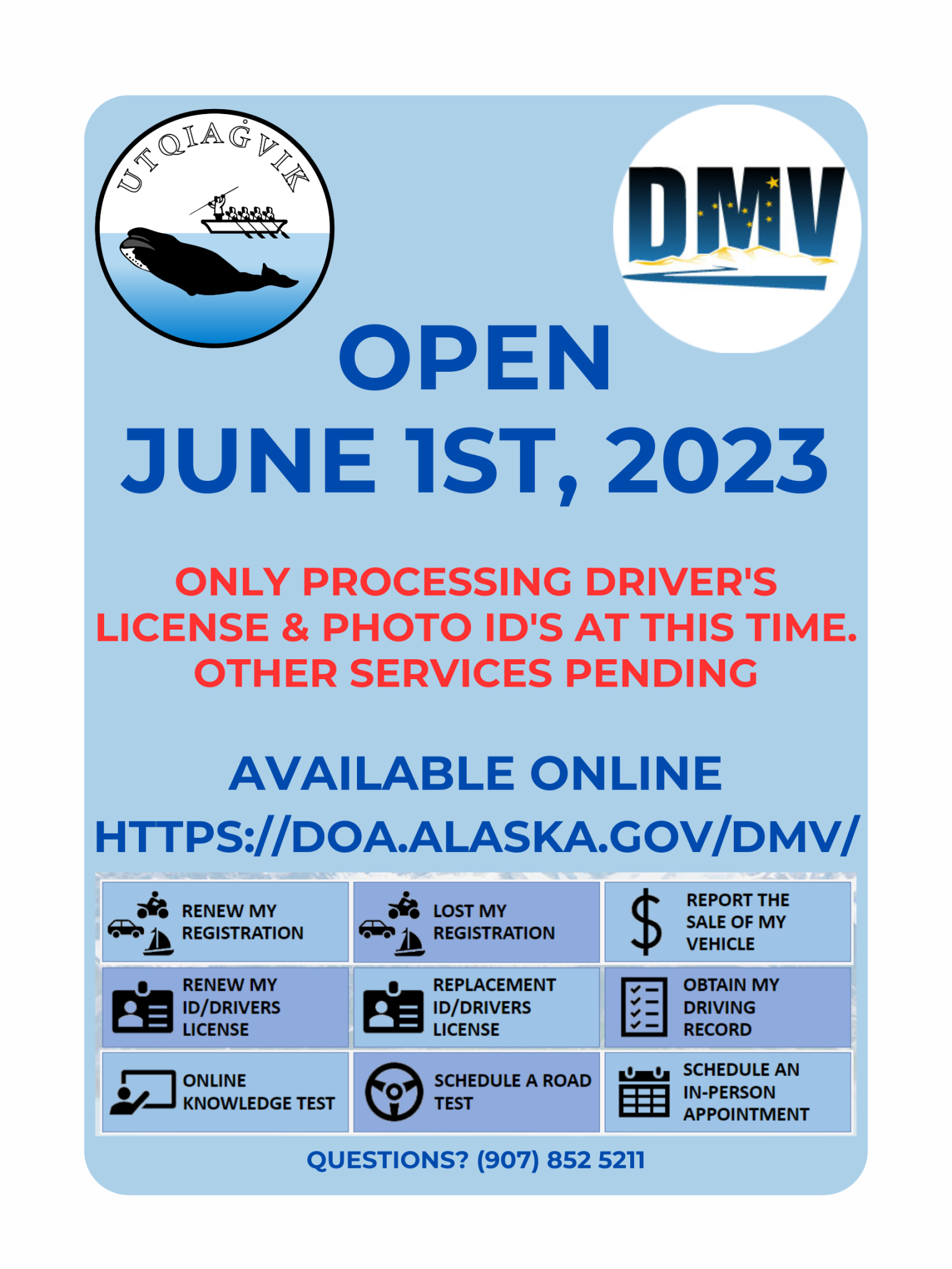 DMV Open 06/01/2023 The City of Utqiagvik